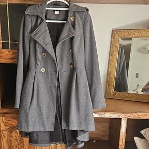 VENUS Charcoal Double-Breasted Trench Coat